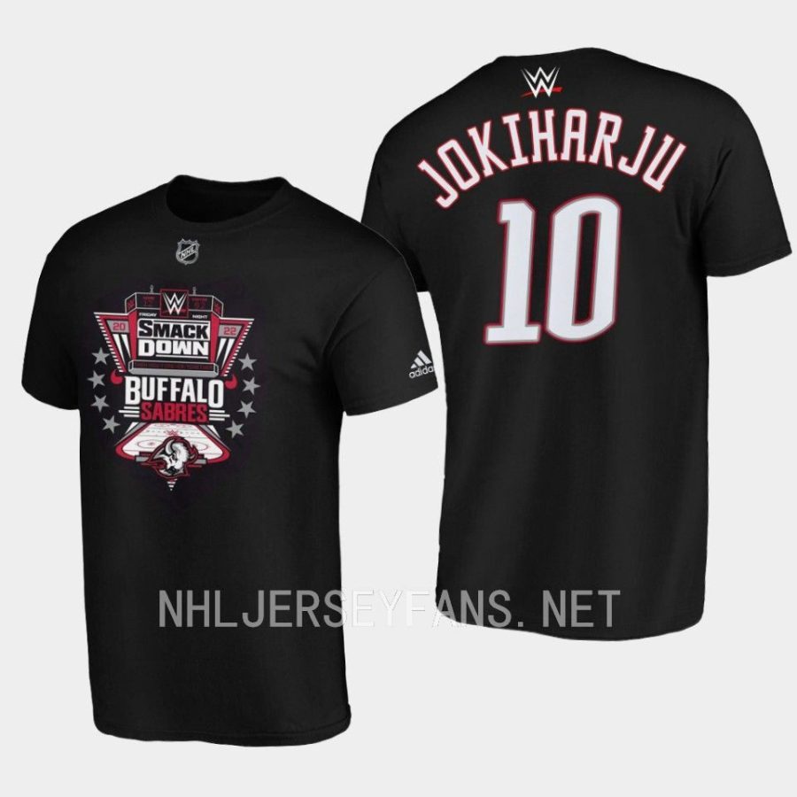 sabres henri jokiharju black wwe collab 2022 smack down t shirt