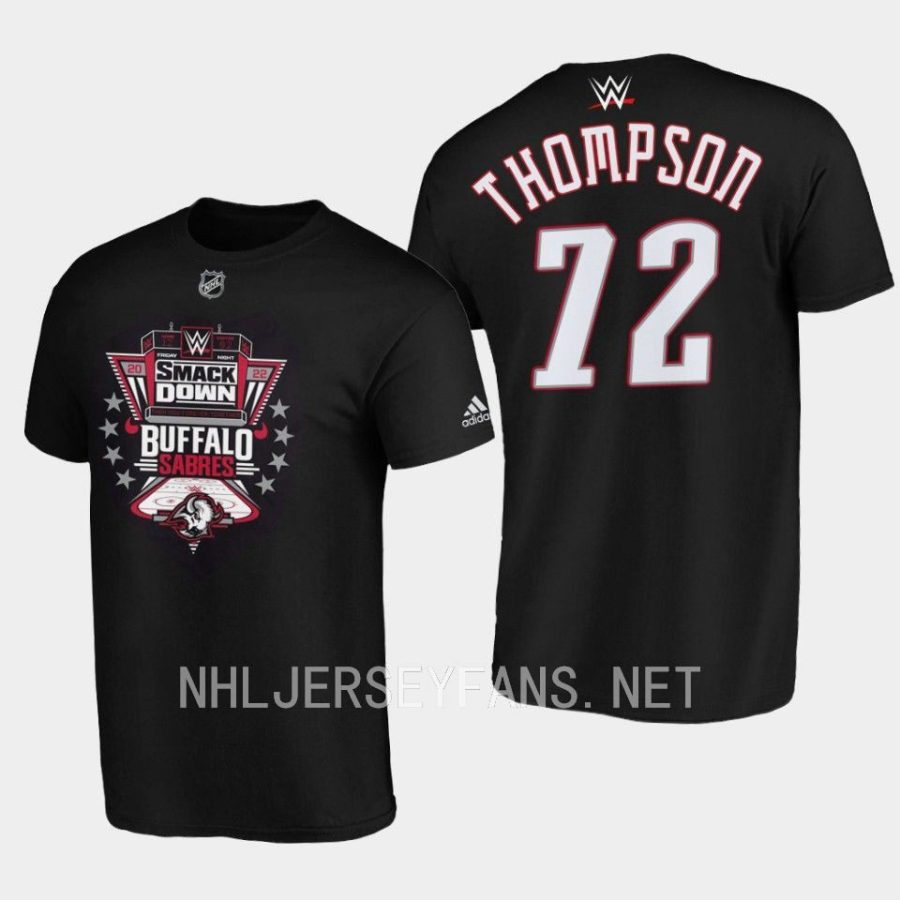 sabres tage thompson black wwe collab 2022 smack down t shirt