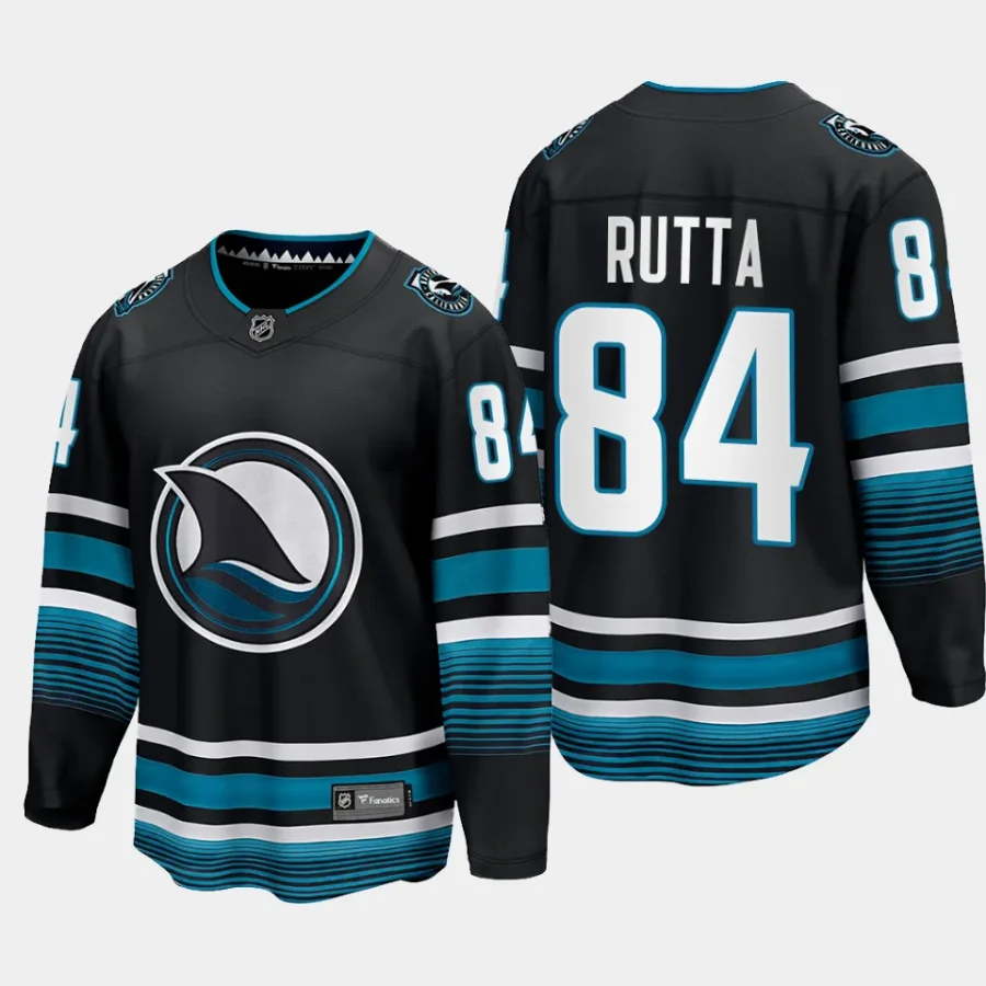 san jose sharks jan rutta cali fin 3rd alternate 2023 24 breakaway player jersey black