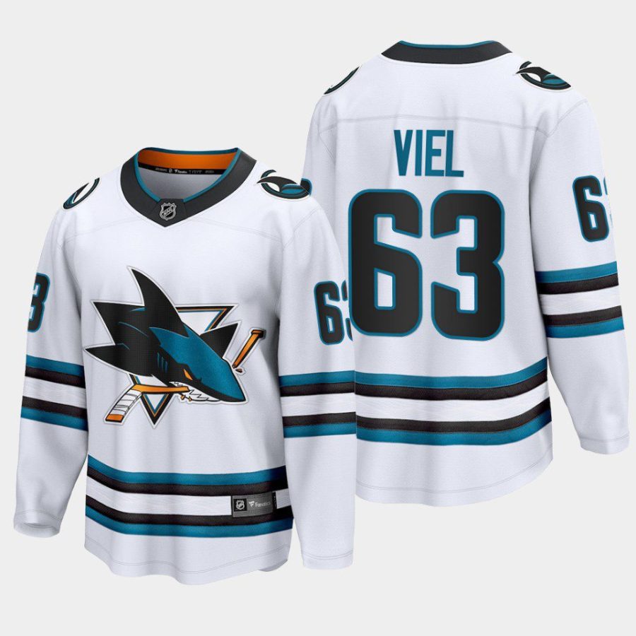 san jose sharks jeffrey viel away 2022 23 the evolve jersey white