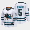 san jose sharks matt benning away 2022 23 the evolve jersey white