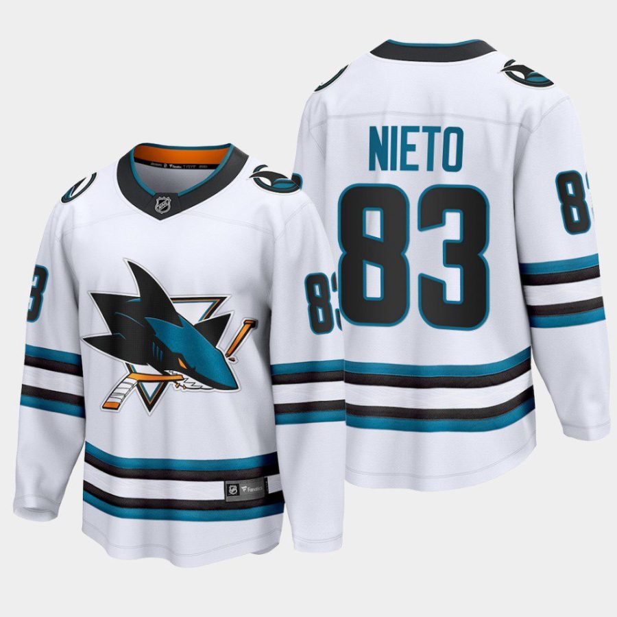 san jose sharks matt nieto away 2022 23 the evolve jersey white