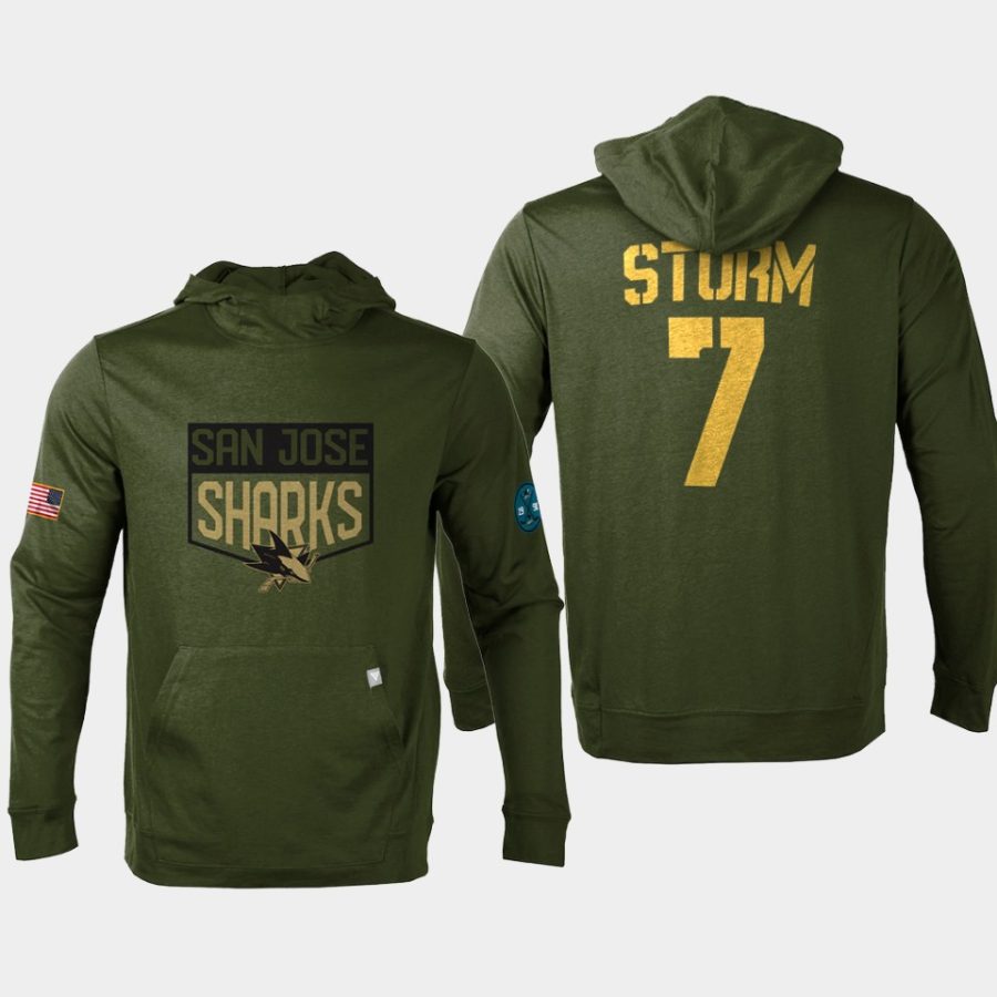 sharks nico sturm olive 2022 salute to service levelwear hoodie