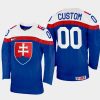 slovakia hockey custom 2022 iihf world championship away jersey blue