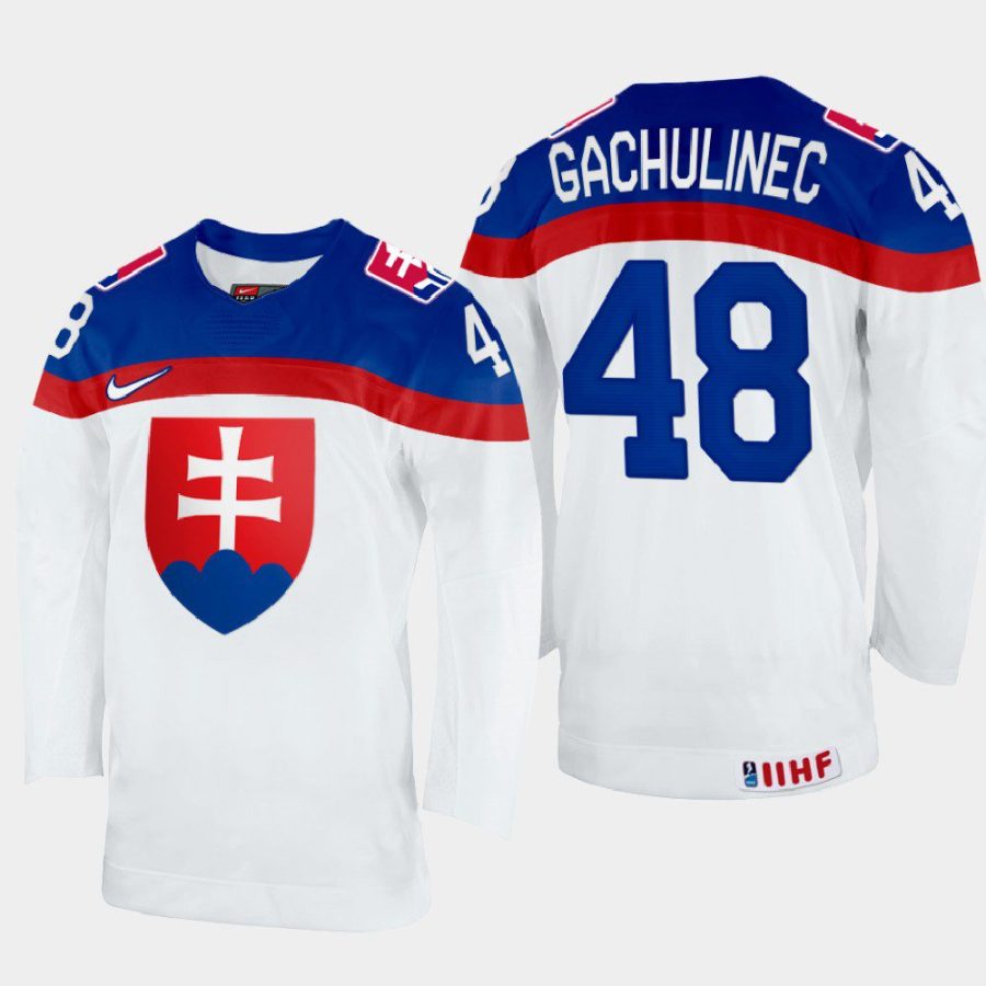 slovakia hockey daniel gachulinec 2022 iihf world championship home jersey white