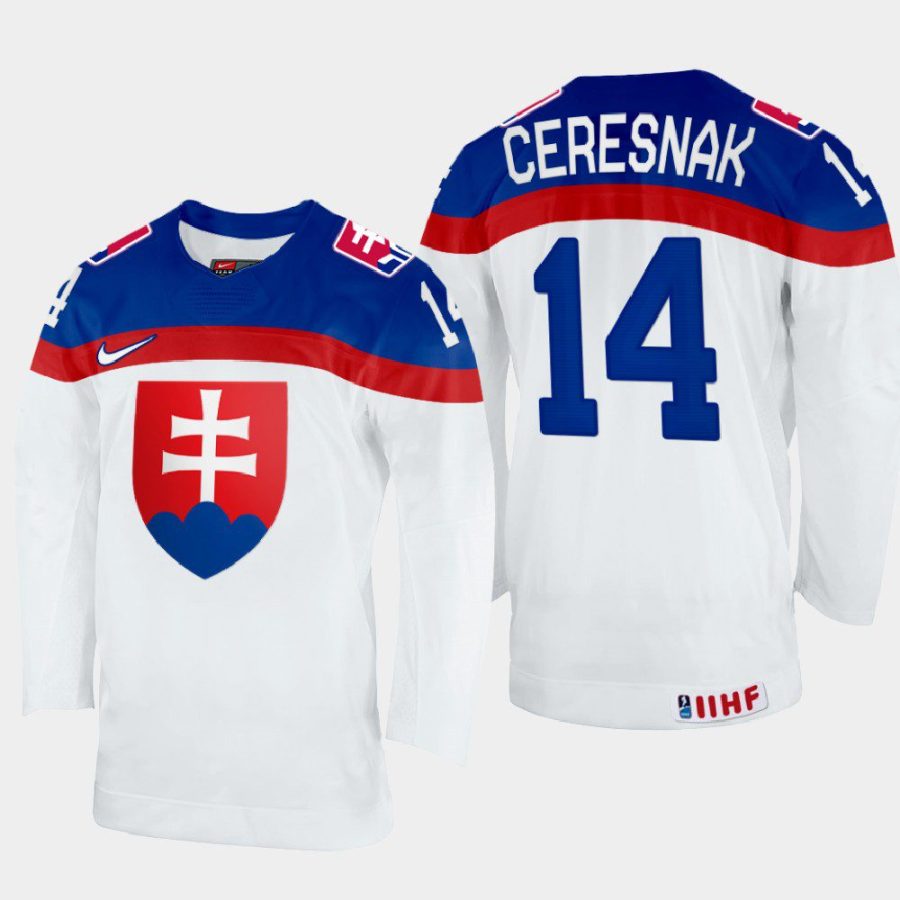 slovakia hockey peter ceresnak 2022 iihf world championship home jersey white