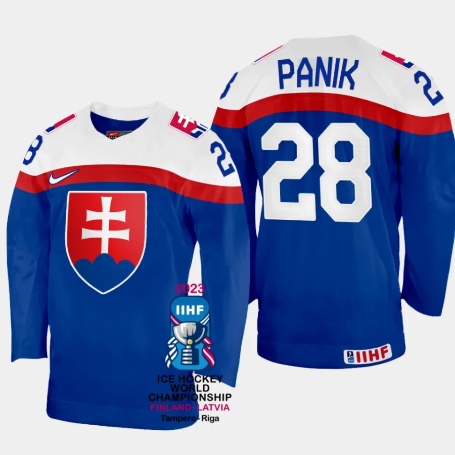 slovakia hockey richard panik 2023 iihf world championship away jersey blue