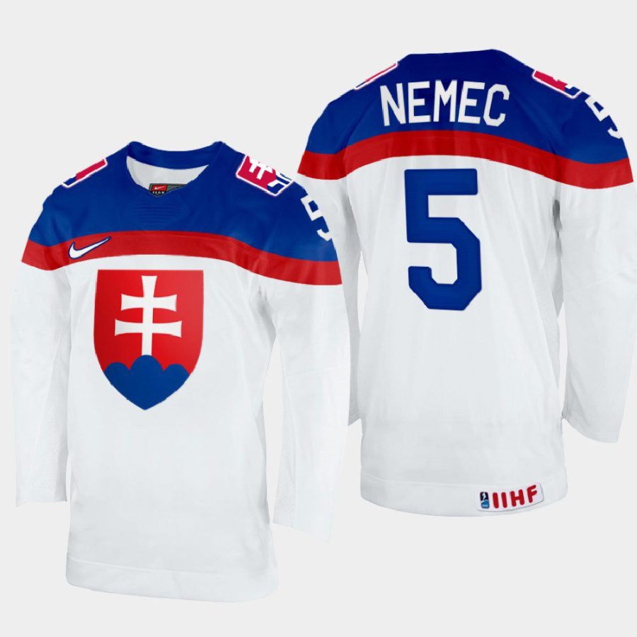 slovakia hockey simon nemec 2022 iihf world championship home jersey white