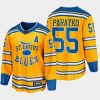 st. louis blues colton parayko special edition 2.0 2022 breakaway retro jersey yellow