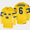 sweden hockey adam larsson 2022 iihf world championship home jersey yellow