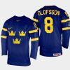 sweden hockey fredrik olofsson 2022 iihf world championship away jersey navy