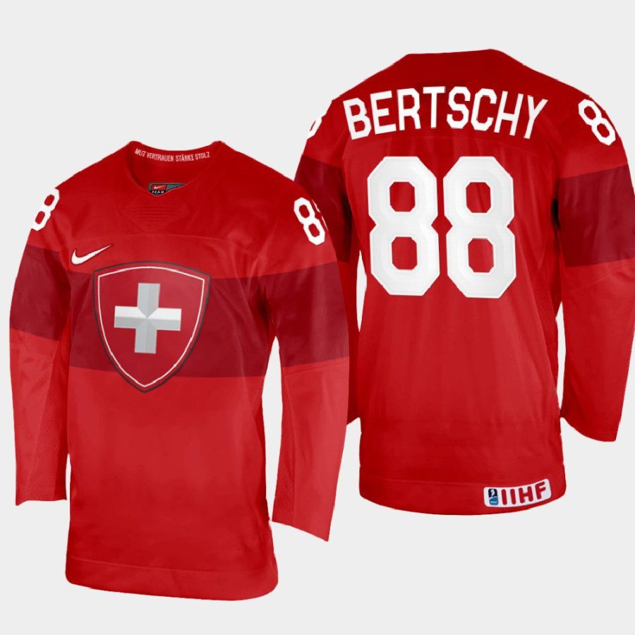 switzerland hockey christoph bertschy 2022 iihf world championship away jersey red