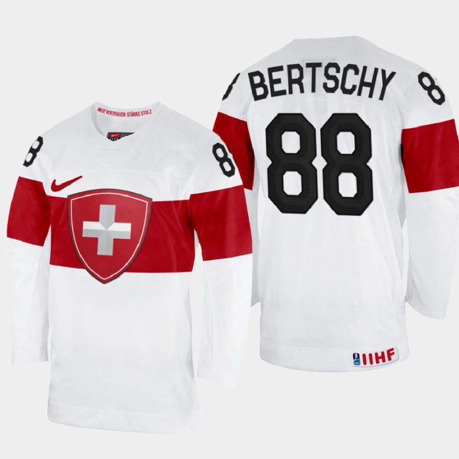 switzerland hockey christoph bertschy 2022 iihf world championship home jersey white