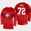 switzerland hockey dominik egli 2022 iihf world championship away jersey red