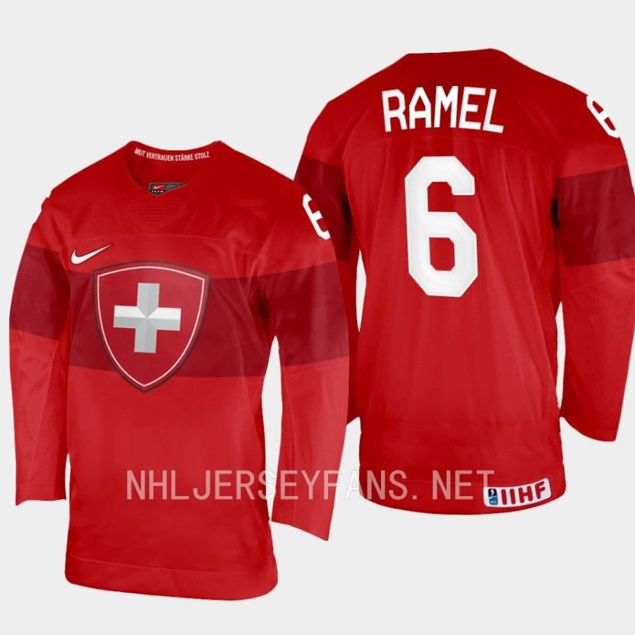 switzerland mischa ramel 2023 iihf world junior championship jersey red