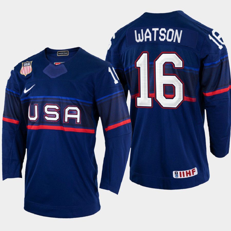 usa hockey austin watson 2022 iihf world championship away jersey navy