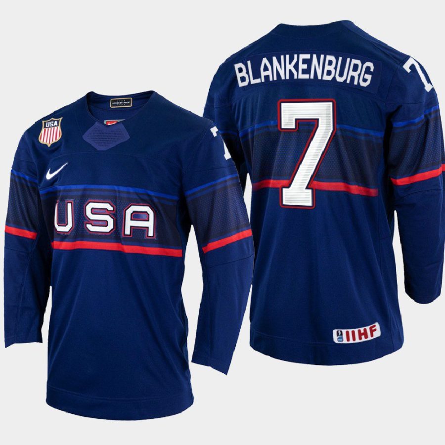 usa hockey nick blankenburg 2022 iihf world championship away jersey navy