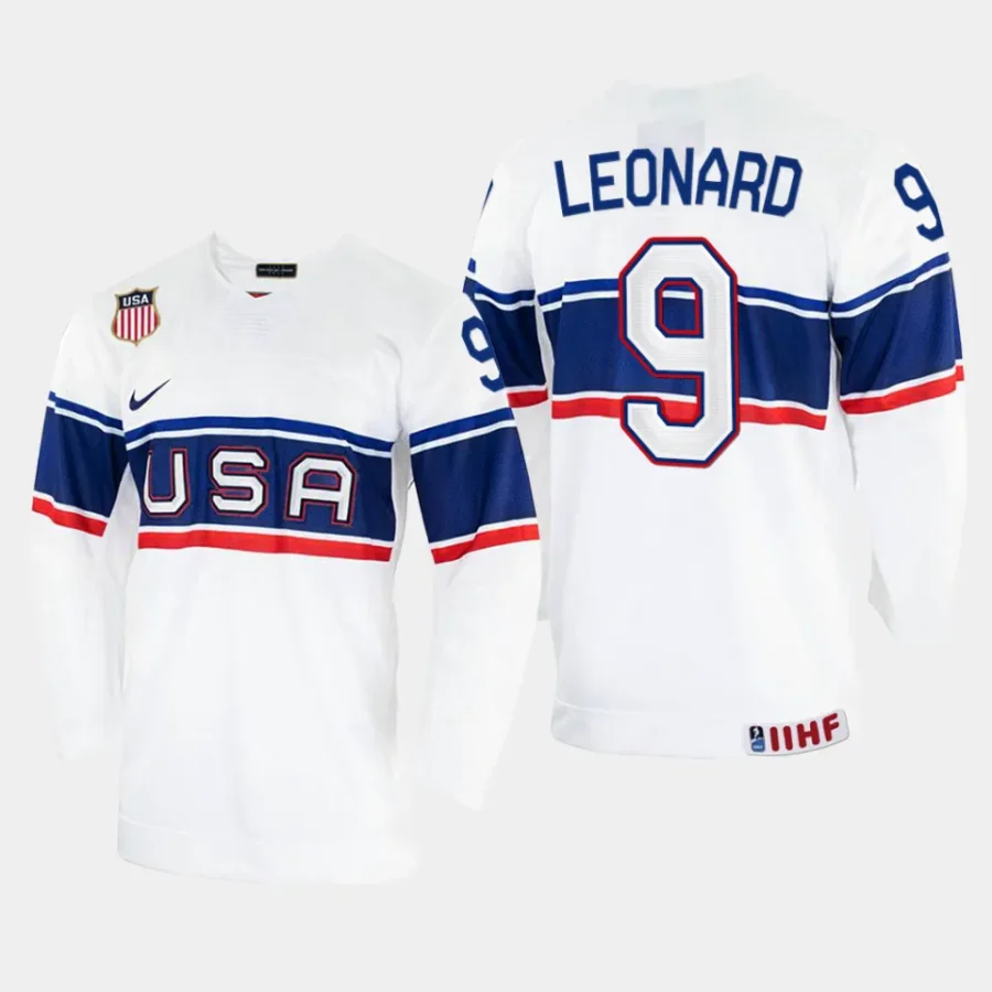 usa hockey ryan leonard home men 2023 nhl draft jersey white