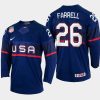 usa hockey sean farrell 2022 iihf world championship away jersey navy