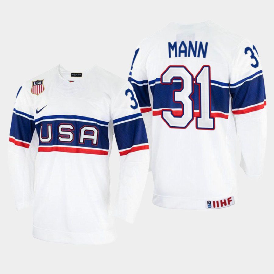 usa hockey strauss mann 2022 iihf world championship home jersey white