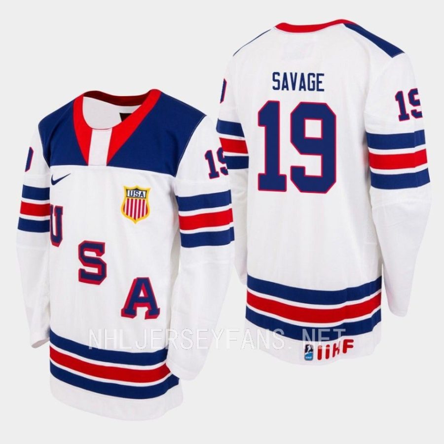 usa red savage 2023 iihf world junior championship jersey white