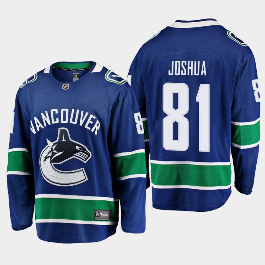 vancouver canucks dakota joshua home 2022 breakaway player jersey blue