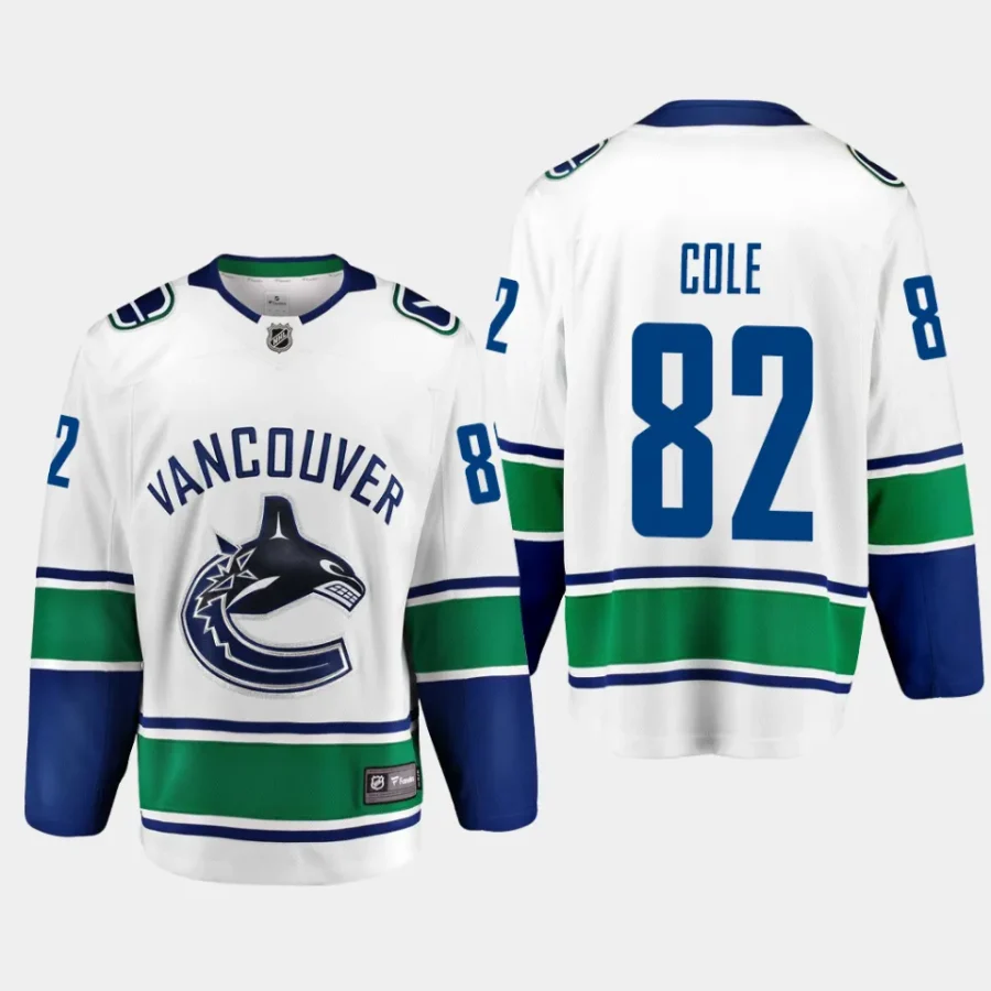 vancouver canucks ian cole away breakaway player jersey white