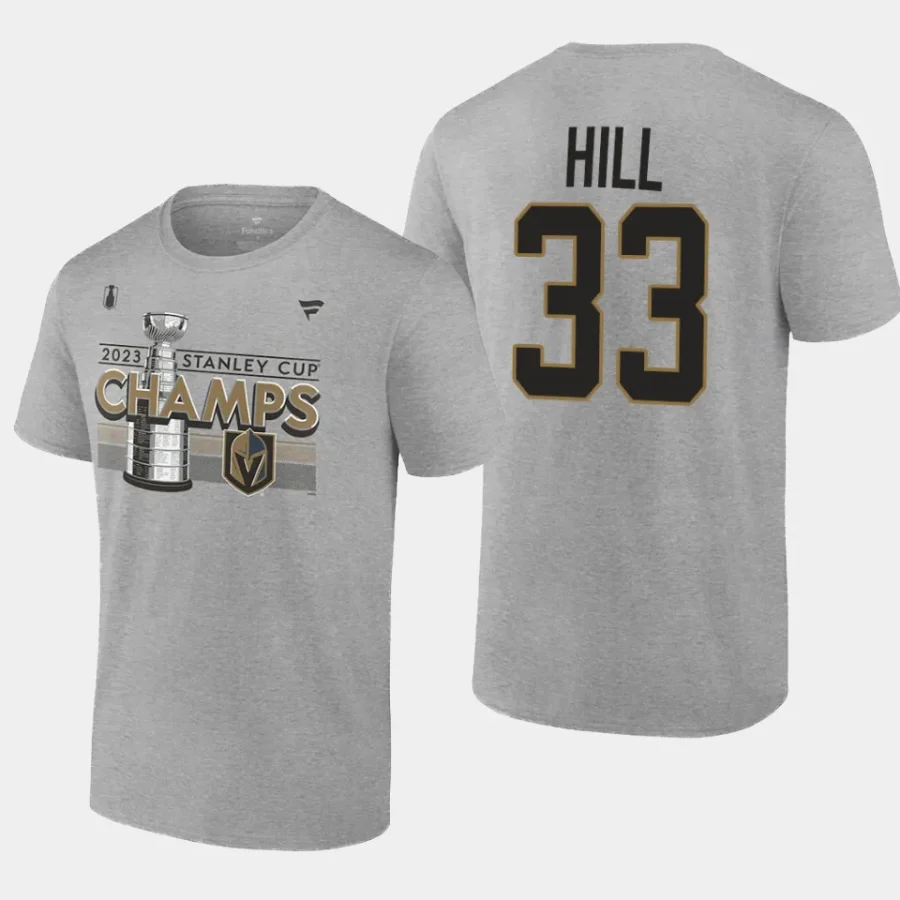 vgk adin hill heather gray 2023 stanley cup champions locker room performance t shirt