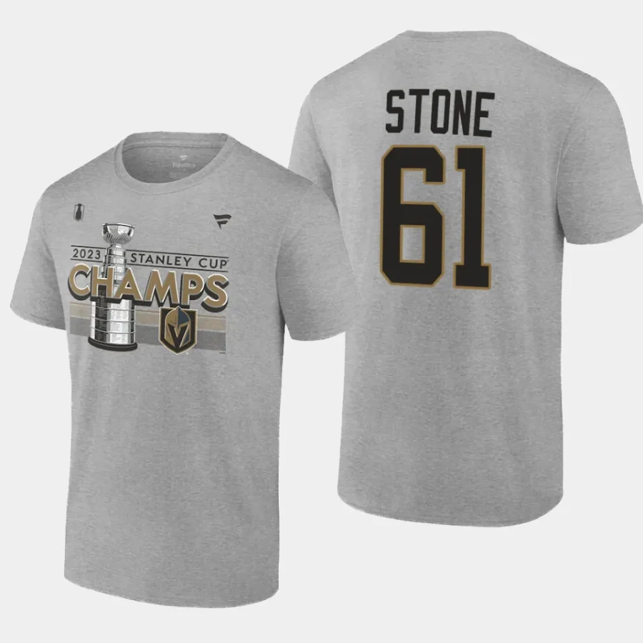 vgk mark stone heather gray 2023 stanley cup champions locker room performance t shirt