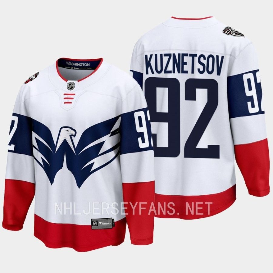 washington capitals evgeny kuznetsov 2023 nhl stadium series breakaway player jersey white