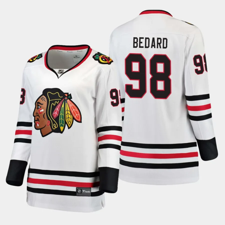 women blackhawks connor bedard white away breakaway player jersey