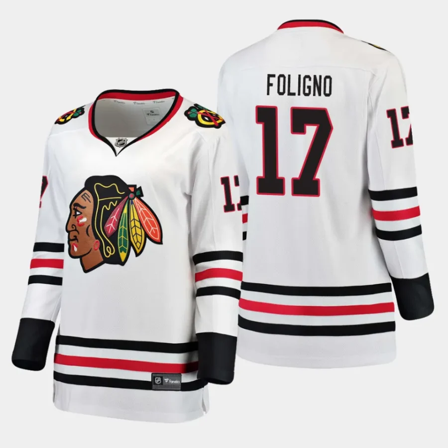 women blackhawks nick foligno white away breakaway player jersey