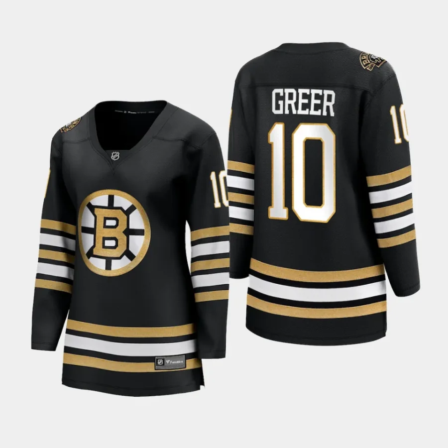 women bruins a.j. greer black 2023 24 100th anniversary premier breakaway player jersey