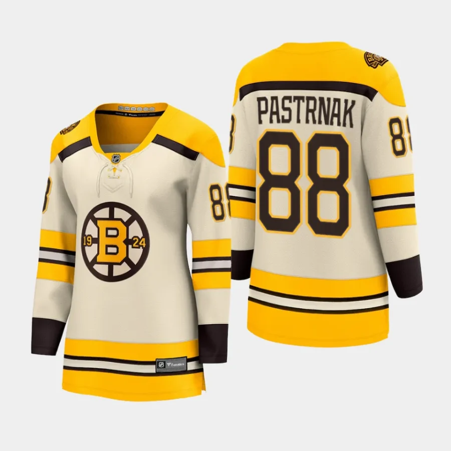 women bruins david pastrnak cream 2023 24 100th anniversary premier breakaway player jersey