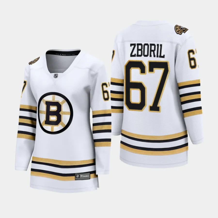 women bruins jakub zboril white 2023 24 100th anniversary premier breakaway player jersey