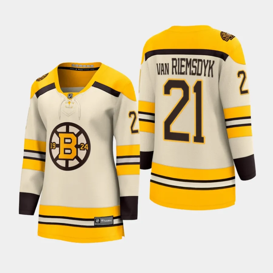 women bruins james van riemsdyk cream 2023 24 100th anniversary premier breakaway player jersey