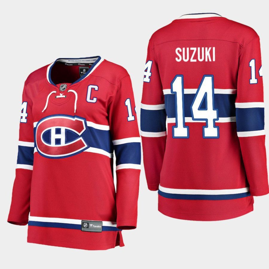 women canadiens nick suzuki red 2023 captain patch home jersey