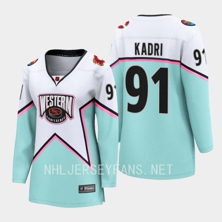 women flames nazem kadri white 2023 nhl all star western conference breakaway player jersey