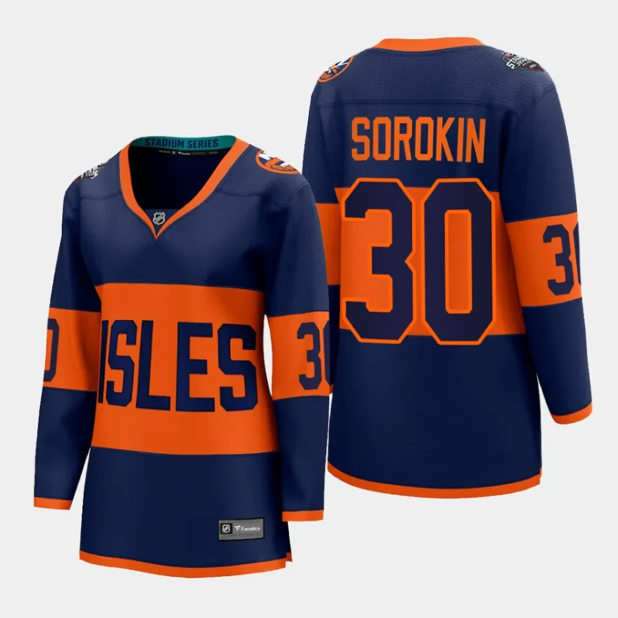 women islanders ilya sorokin navy 2024 nhl stadium series breakaway player jersey