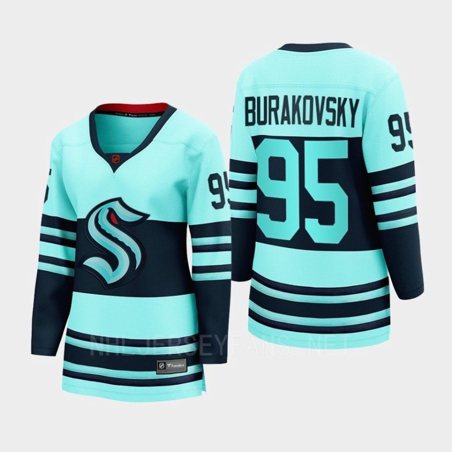 women kraken andre burakovsky ice blue 2022 special edition 2.0 breakaway player retro jersey