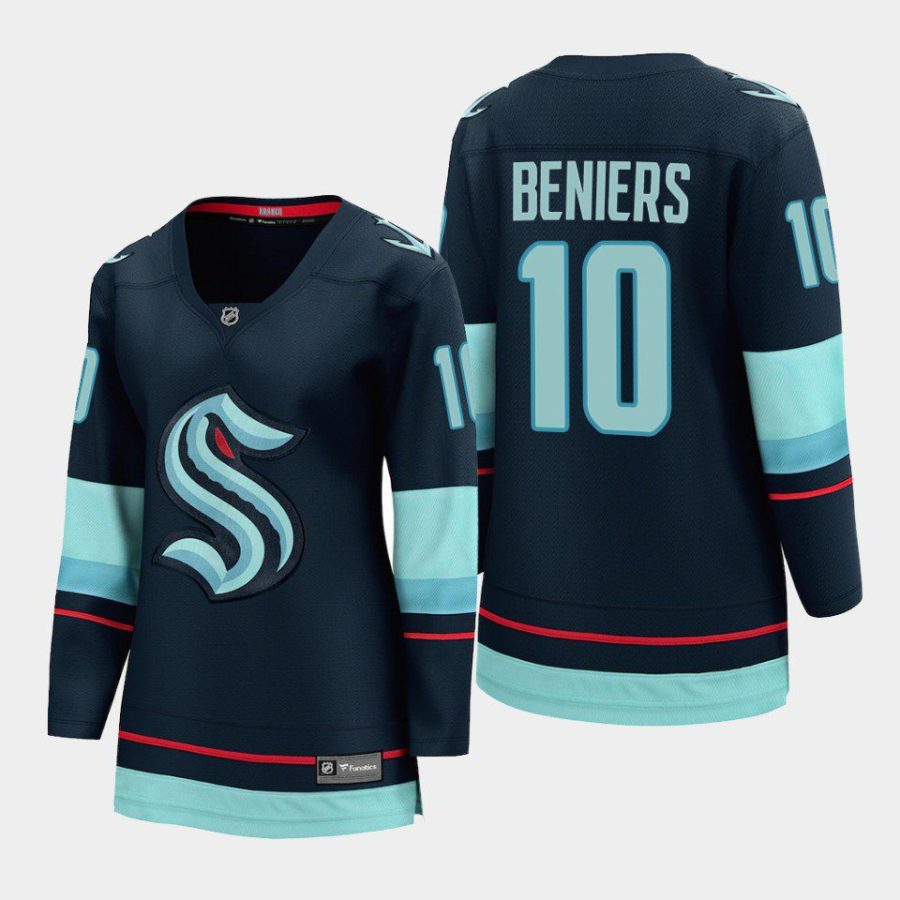 women kraken matthew beniers navy home breakaway player jersey