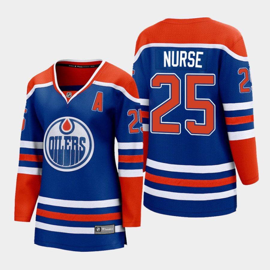 women oilers darnell nurse royal 2022 23 home premier breakaway player jersey