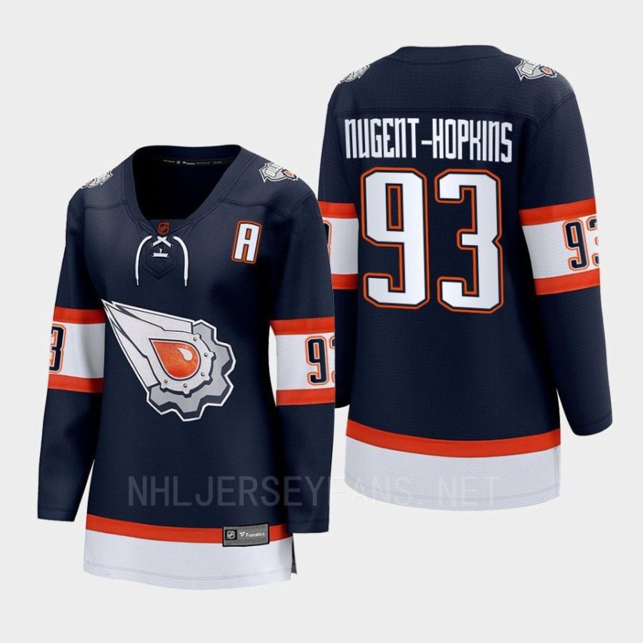 women oilers ryan nugent hopkins navy 2022 special edition 2.0 breakaway player retro jersey