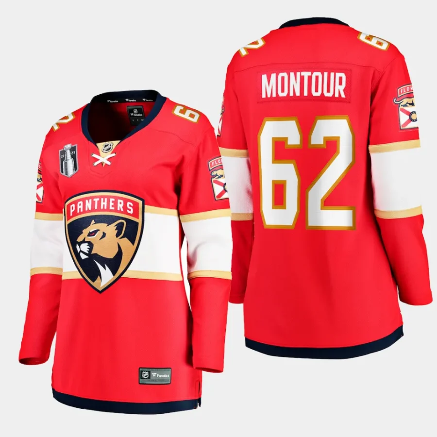 women panthers brandon montour red 2023 stanley cup final home breakaway player jersey