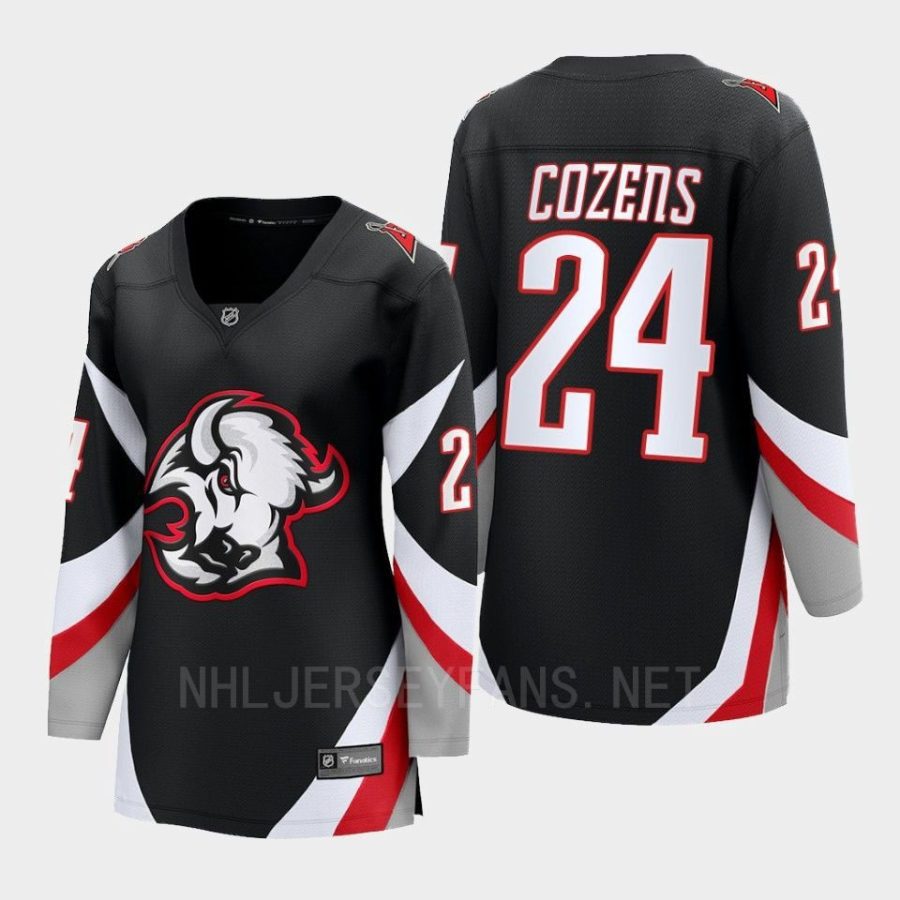 women sabres dylan cozens black 2022 23 goathead third premier breakaway player jersey