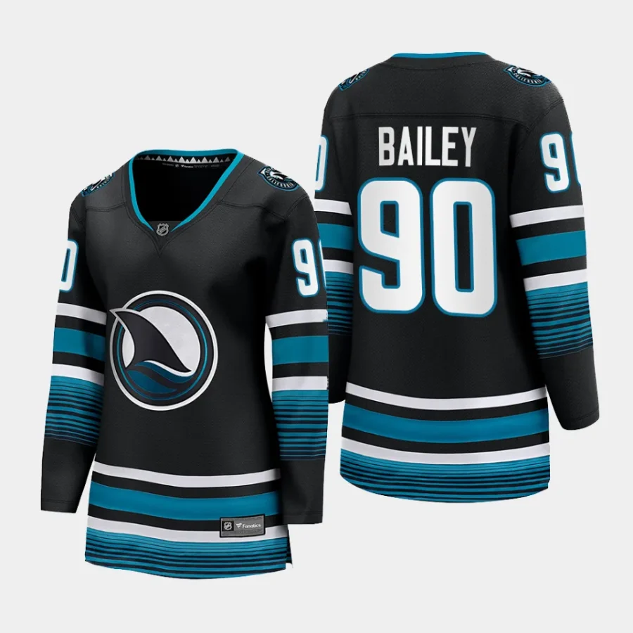 women sharks justin bailey black 2023 24 cali fin 3rd alternate breakaway player jersey