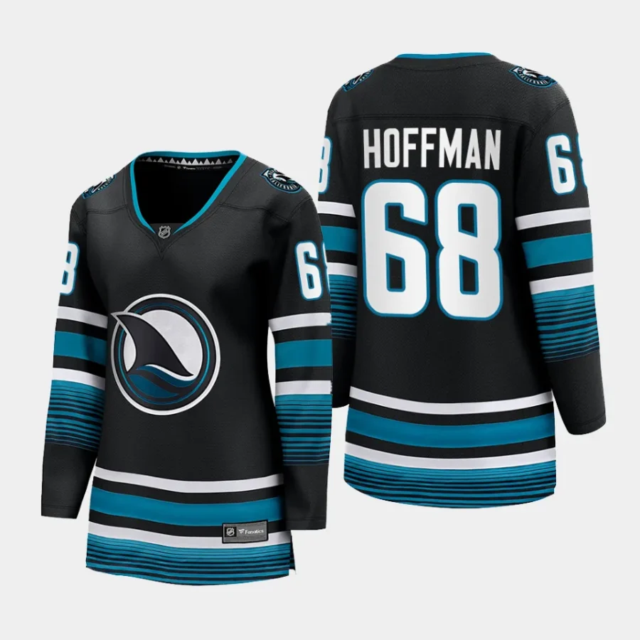 women sharks mike hoffman black 2023 24 cali fin 3rd alternate breakaway player jersey