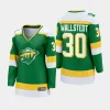 women wild jesper wallstedt green 2023 24 alternate premier breakaway player jersey