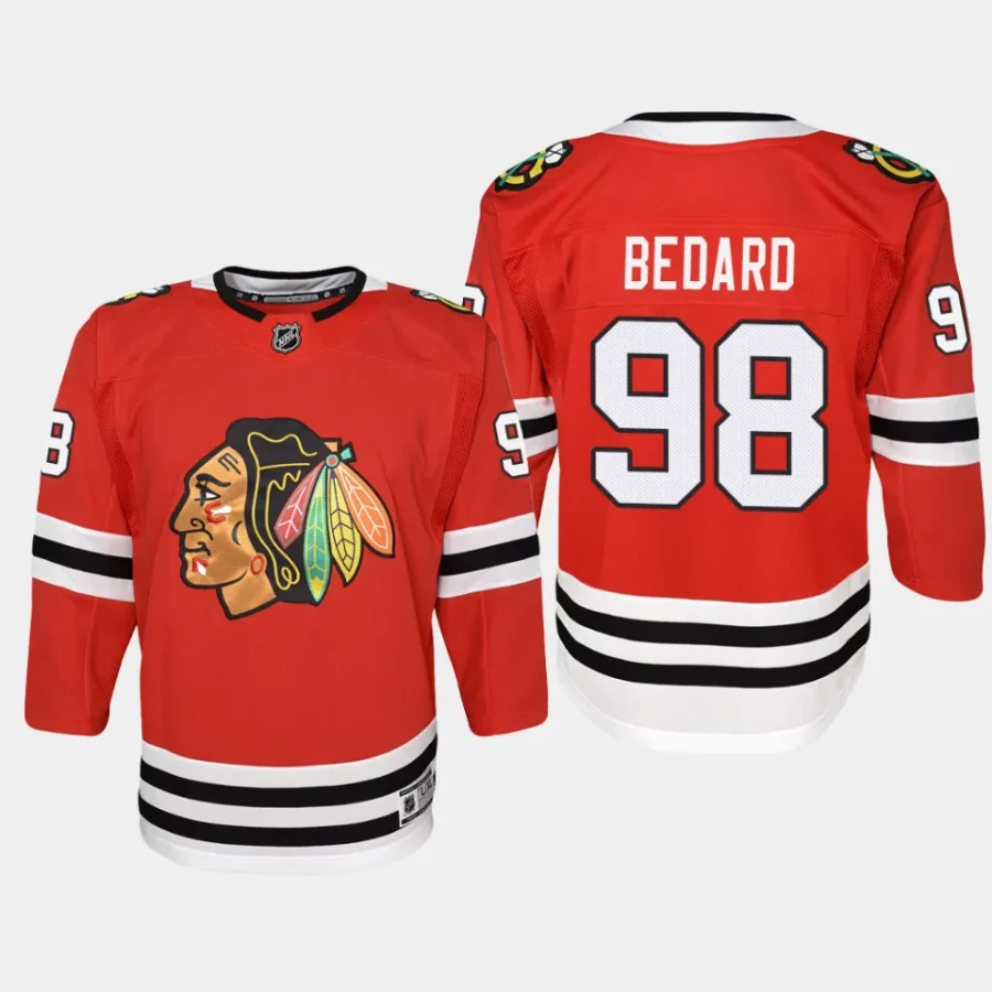 youth blackhawks connor bedard red home premier player jersey