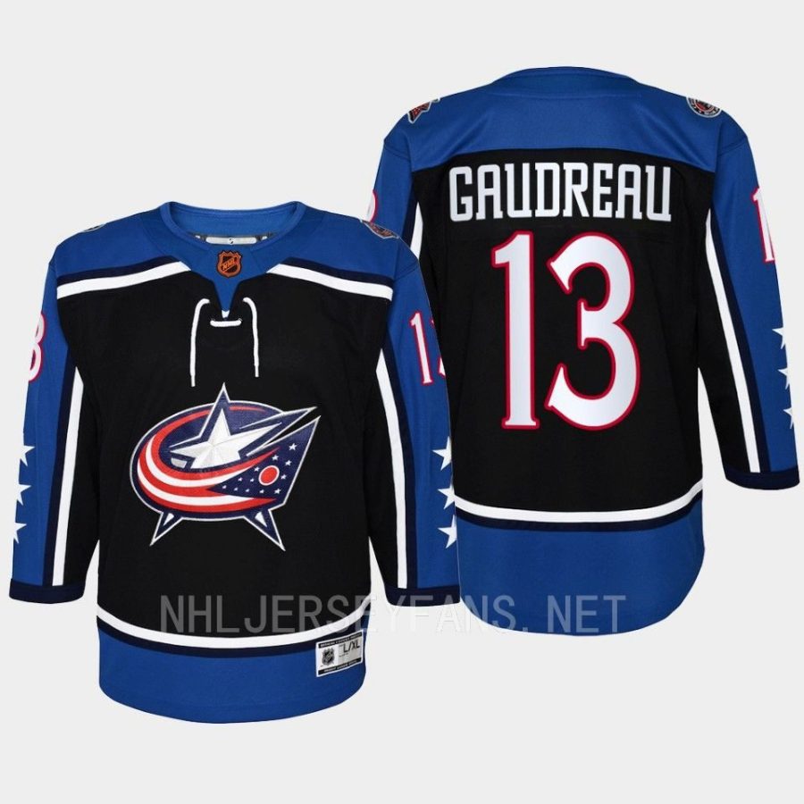 youth blue jackets johnny gaudreau navy 2022 special edition 2.0 premier retro jersey